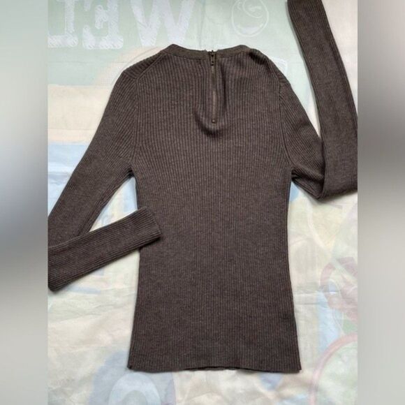 Mango Women's Heather Brown Ripped Soft Knit Sweater Size S - Picture 7 of 10